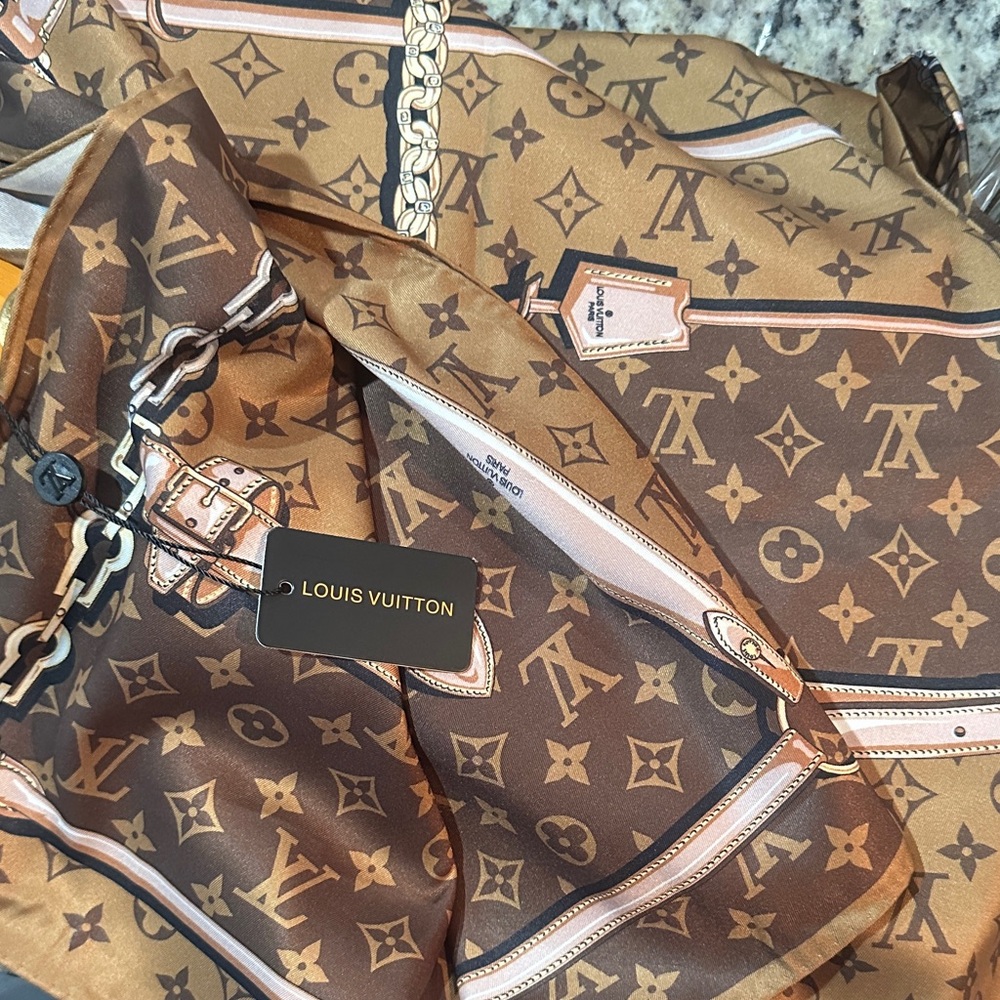 Louis Vuitton Brown Monogram silk scarf